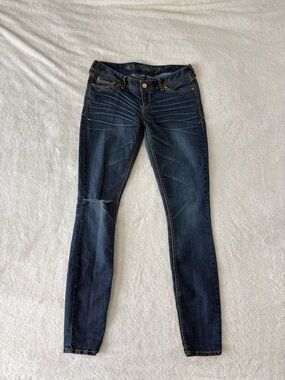 Y2K Express Low Rise Ultra Skinny Jeans Womens Size 8 Contrast Stitch